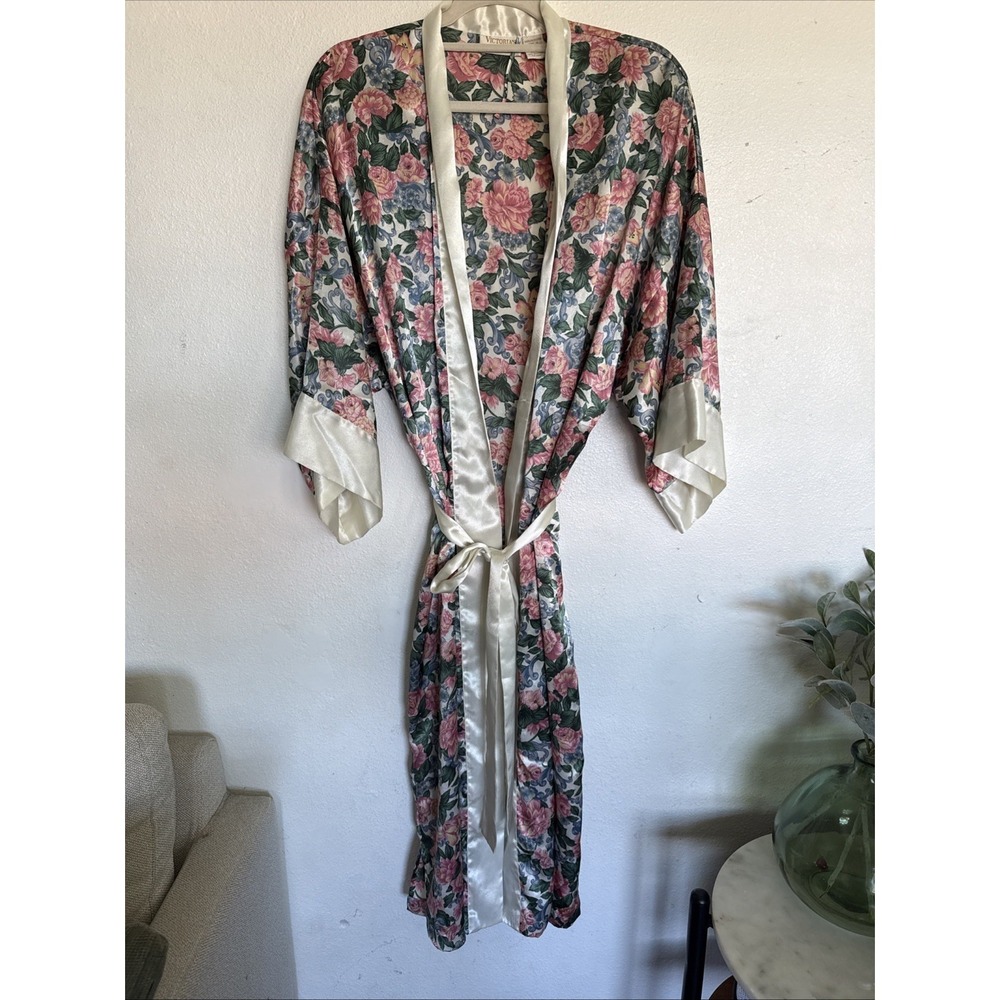 Vintage GOLD LABEL VICTORIA'S SECRET Women's Robe Satin Floral One Size